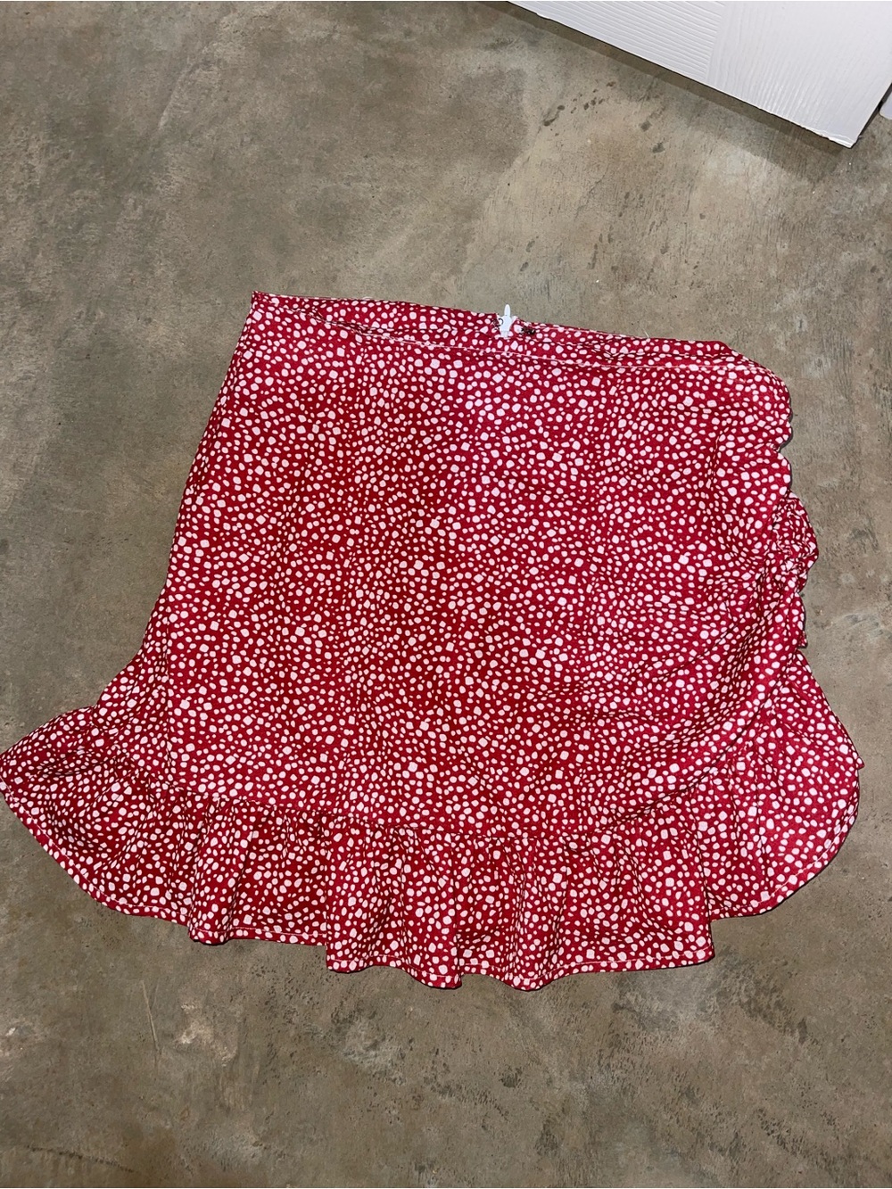 Cupshe Red White Polka Dot Mini Skirt with Ruffle Hem